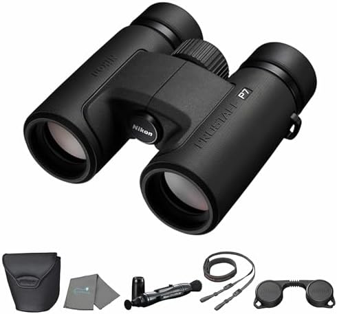 Nikon PROSTAFF P7 8x30 (16770) Black Binoculars Bundle with Lens Pen and Cleaning Cloth, Compact Binoculars for Adults for Hunting, Bird Watching, and Hiking Essentials, Zoom Lightweight Travel