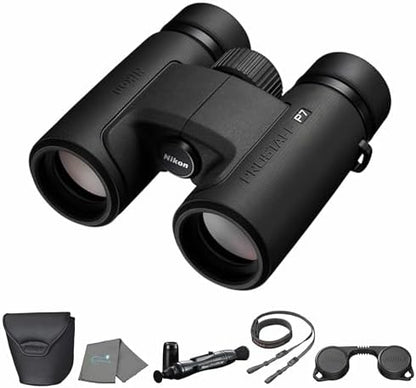 Nikon PROSTAFF P7 10x30 (16771) Black Binoculars Bundle with Lens Pen and Cleaning Cloth, Compact Binoculars for Adults for Hunting, Bird Watching, and Hiking Essentials, Zoom