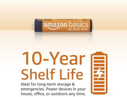 Amazon Basics 100 Pack AAA High-Performance Alkaline Batteries, 10-Year Shelf Life, Easy to Open Value Pack & 48 Pack AA High-Performance Alkaline Batteries, 10-Year Shelf Life