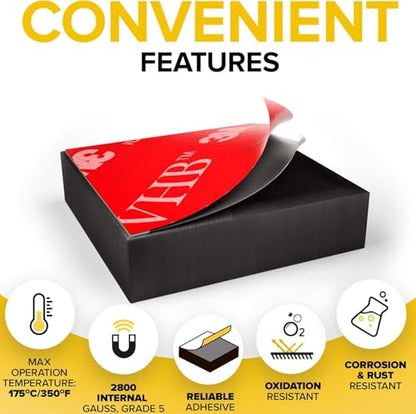 X-bet MAGNET Adhesive Magnets - Ferrite Magnetic Squares - 48 Pieces - Strong Sticky Adhesive Backing - Ceramic Magnets Ideal for Projects, Kitchen - 8"" x0.2