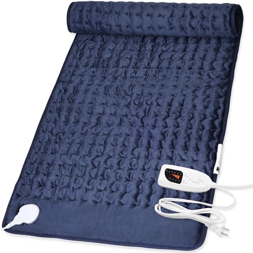 Heating Pad,Electric Heating Pads for Back,Hot Heated Pad for Abdomen,Shoulder,Knee,Multiple Temp and Auto Shut Off(NavyBlue, 40''×20')