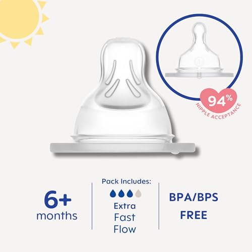 MAM Bottle Nipples Extra Slow Flow Nipple Size 0, for Newborn Babies and Older, SkinSoft Silicone Nipples for Baby Bottles, Fits All MAM Bottles, 4 Count (Pack of 1) (Pack of 12)