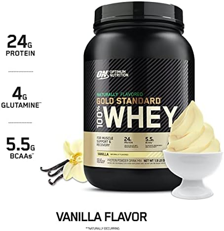 Optimum Nutrition Gold Standard 100% Whey Naturally Flavored Protein Powder, Vanilla, 1.9 Pound (Packaging May Vary)