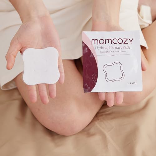 Momcozy Hydrogel Nipple Pads with Soothing Lanolin, Soothies Gel Nursing Pads Provide Instant Cooling Relief, Breastfeeding Essentials, 20 PCS