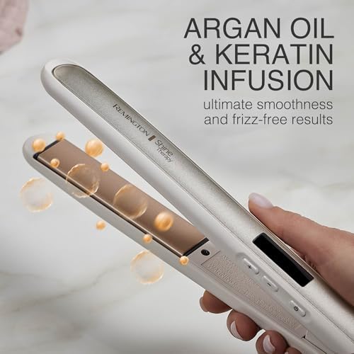 Remington Shine Therapy 1 inch Hair Straightener Iron, Flat Iron Infused with Argan Oil & Keratin, Professional Ceramic Flat Iron for Less Frizz, Shines and Smooth, Styling Tools