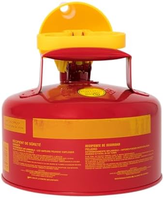 Eagle 1 Gallon Type I Red Safety Gas Can for Gasoline with Flame Arrester, Self-Closing Lid, and F-15 Funnel, Made in the USA, Galvanized Steel Flammable Storage Can, UI10FS