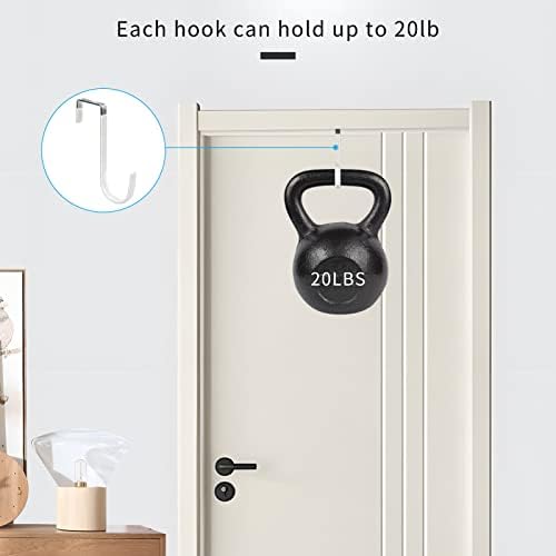 FYY Over The Door Hooks, 10 Pack Door Hangers Hooks with Rubber Prevent Scratches Heavy Duty Organizer Hooks for Living Room, Bathroom, Bedroom Hanging Clothes, Towels, Hats, Coats, Bags White