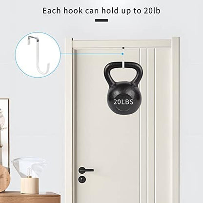 FYY Over The Door Hooks, 10 Pack Door Hangers Hooks with Rubber Prevent Scratches Heavy Duty Organizer Hooks for Living Room, Bathroom, Bedroom Hanging Clothes, Towels, Hats, Coats, Bags White