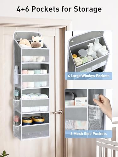 Yecaye 1 Pack Over the Door Organizer, 35.2lbs Load Toy Stuffed Animal Storage, Swing-proof Hanging Bathroom Organizers and Storage for Nursery Newborn Baby Essential Stuff Dorm Room Essentials