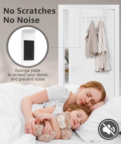 Over The Door Hooks, Door Hanger Hooks for Hanging, Over The Door Towel Racks for Bathroom, Coat Rack Door Towel Hanger Towel Hooks (2Pack, White)