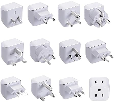 Ceptics World Travel Adapter Set - 2 in 1 USA to Europe, Asia, Africa, India, Japan, Australia, Brazil, China, Israel and more - 11 Pack - Safe Grounded - Works with Cell phones, Laptops, Chargers