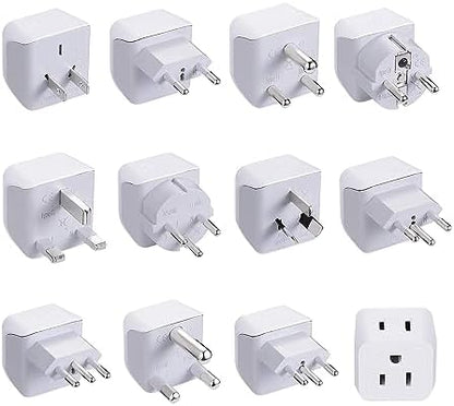 Ceptics World Travel Adapter Set - 2 in 1 USA to Europe, Asia, Africa, India, Japan, Australia, Brazil, China, Israel and more - 11 Pack - Safe Grounded - Works with Cell phones, Laptops, Chargers