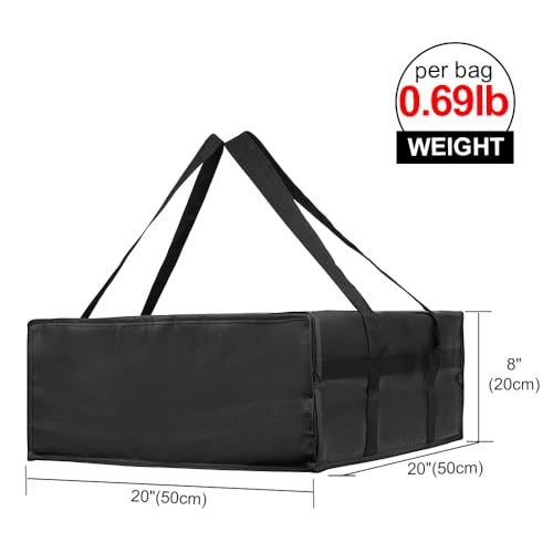 Bodaon Insulated Pizza Delivery Bag, 20" x 20" x 8" Pizza Warmer Bags for Carry Hot, Insulated Food Delivery Bag, Insulated Grocery Bags, Black, 1-Pack