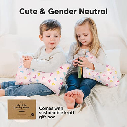Mini Toddler Pillow with Pillowcase - 9x13 My Little Dreamy Travel Kids Pillow for Sleeping, Toddler Bed, Small, Tiny, Organic Cotton Pillowcase, Soft & Breathable, Kids 2-4 Years Old (Flutter)