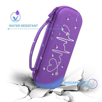 BOVKE Stethoscope Case for 3M Littmann Classic III, Lightweight II S.E, MDF Acoustica Deluxe Stethoscopes - Extra Room for Medical Bandage Scissors EMT Trauma Shear and LED Penlights, Dark Purple
