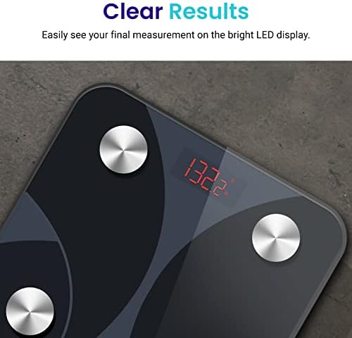 Etekcity Scale for Body Weight and Fat Percentage, Smart Digital LED Bathroom BMI Measurement, Accurate Bluetooth Weighing Machine, Body Composition Analyzer, Ash-black, 400lb