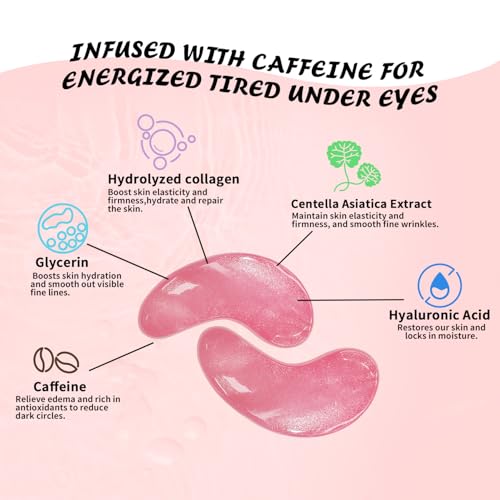 Under Eye Patches (30 Pairs), Caffeine Eye Masks for Dark Circles Puffy Eyes Undereye Bags, Collagen Eye Patches for Wrinkles and Puffiness, Skin Care Gift for Her