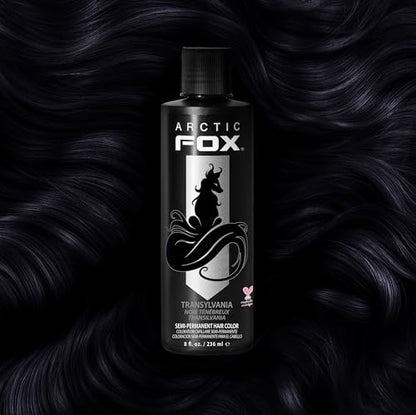 Arctic Fox Semi-Permanent Hair Dye, Vegan & Cruelty-Free, Conditioning, Ammonia-Free, Peroxide-Free, Transylvania Black, Long Lasting Color, For All Hair Types, 8 Fl Oz (Pack of 2)