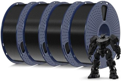 SUNLU PETG Filament 1.75mm 4KG Bundle, Less Stringing and Good Layer Adhesion, Individually Vacuum Packed, 3D Printer Filament 4kg, 1kg per Spool, Pack of 4, 4 Colors, 4 Black