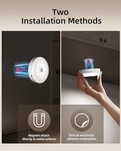 EZVALO 6-Pack Under Cabinet Lighting, Rechargeable Motion Sensor Puck Lights with Remote, 3 Color Temps &12 RG Colors, Magnetic Stick on Light, Dimmable Under Counter Lights for Kitchen, Shelf, Stair