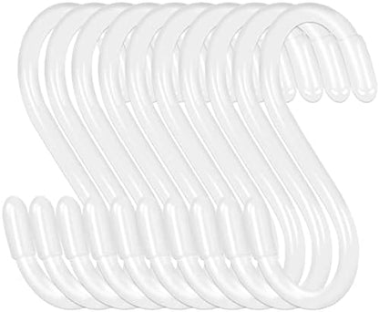 30 Pack 3 Inch White S Hooks,Vinyl Coated Heavy Duty S Hook for Hanging Plants,Non Slip Closet S Hooks,Steel Metal White Vinyl Coated Small S Hook for Hanging Jeans Pots and Pans Coffee Cups