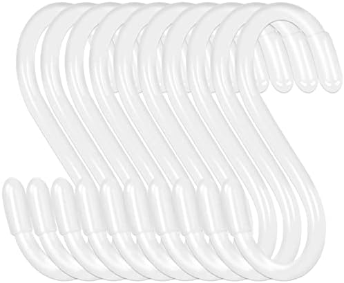 30 Pack 3 Inch White S Hooks,Vinyl Coated Heavy Duty S Hook for Hanging Plants,Non Slip Closet S Hooks,Steel Metal White Vinyl Coated Small S Hook for Hanging Jeans Pots and Pans Coffee Cups