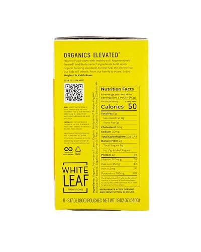 White Leaf Provisions Organic Purees / Baby Food Pouches - Fruits, Veggies & Grains, Toddler snack, Regeneratively Farmed, No Added Sugar, Non-GMO, BPA-Free Pouches 3.17 oz (Pack of 24, Mango + Carrot + Banana + Pear)