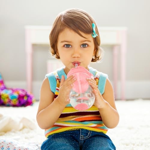 Munchkin Happy Snacker Toddler Cups and Snack Containers - 10oz Any Angle Weighted Straw Cup and 9oz Snack Catchers, Pink/Purple