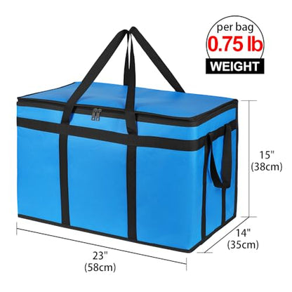 Bodaon Insulated Food Delivery Bag for Hot and Cold Meal, XXX-Large, Grocery Tote Insulation Bag for Catering, Pizza Warmer, Blue, 1-Pack
