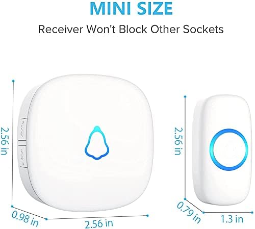 SECRUI Wireless Doorbell, Waterproof Door Bell Ringer Wireless 1000ft Range, 2 Remote Buttons Different Tones, 58 Chimes 5 Volume Levels LED Flash, Door Bells & Chimes for Home/Classroom/Office