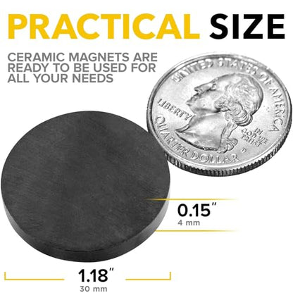 X-bet MAGNET Ceramic Magnets 100 pcs Bigger Size, diamter D30X4mm - Round Disc - Flat Circle Magnets Bulk for Crafts, Science & Hobbies - Perfect for Refrigerator, Whiteboard, Fridge