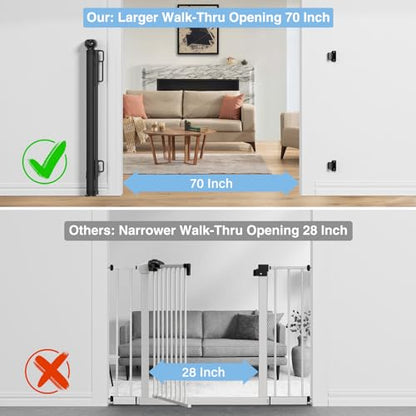 PRObebi Retractable Baby Gates for Stairs, Dog Gate Indoor Extends to 54" Wide 34" Tall, Child Gates for Doorways, Stair Gate Use for Outdoor, Indoor, Hallways, Doorways, Deck, Porch