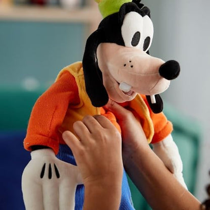 DISNEY STORE Official Goofy Medium Soft Toy for Kids, Cuddly Character with Fuzzy Texture and Embroidered Details, Patched Trousers and Felt Teeth,Disney Plushy Suitable for All Ages.