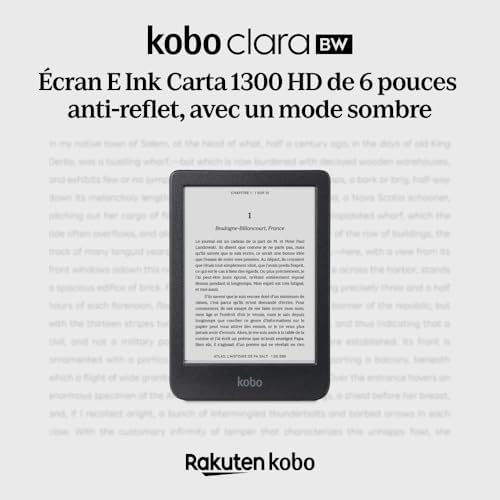 Kobo Clara BW | eReader | 6” Glare-Free Touchscreen with ComfortLight PRO | Dark Mode Option | Audiobooks | Waterproof | 16GB of Storage | Black