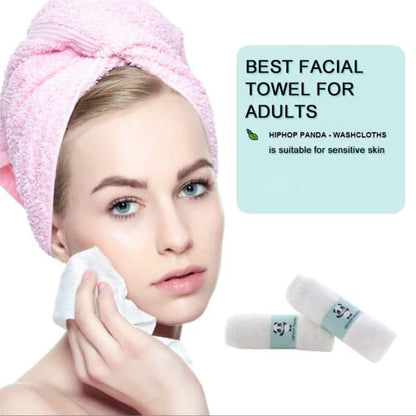 HIPHOP PANDA Baby Washcloths, Rayon Made from Bamboo - 2 Layer Ultra Soft Absorbent Newborn Bath Face Towel - Reusable Baby Wipes for Delicate Skin - White, 30 Pack