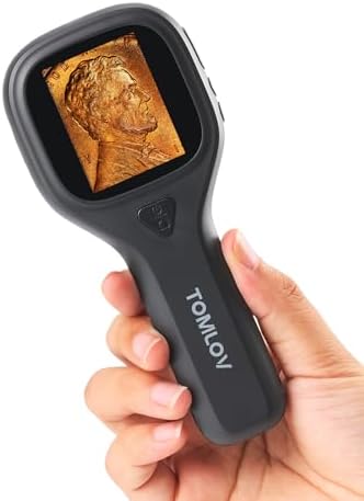 TOMLOV P10 Evo Handheld Close-Up Microscope: 20X Digital Coin Microscope for Adults Kids, LED Lighted Magnifier with 2" IPS Screen, Battery, Jewelers Loupe Compatible with Windows/macOS, Black