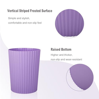 JiatuA Small Trash Can Plastic Wastebasket Round Garbage Container Bin for Bathroom, Kitchen, Bedroom, Home Office, College Dorm, Taro Purple
