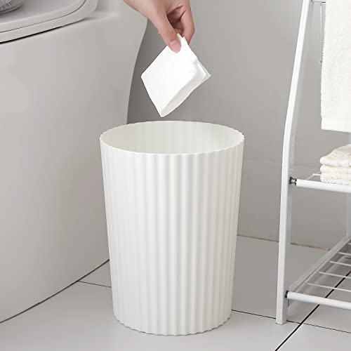 JiatuA Small Trash Can Plastic Wastebasket Round Garbage Container Bin for Bathroom, Kitchen, Bedroom, Home Office, College Dorm, White