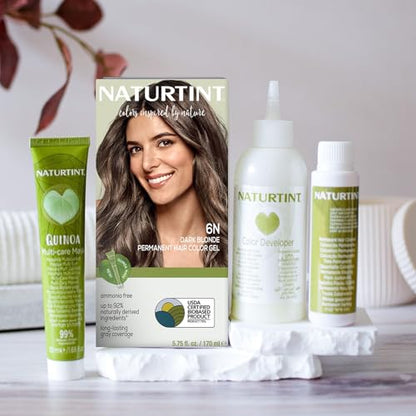 Naturtint 6N Dark Blonde Permanent Hair Color (Pack of 6), Ammonia Free, Vegan, Cruelty Free, up to 100% Gray Coverage, Long Lasting Results (Packaging may vary)