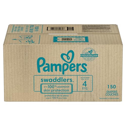 Pampers Baby Diapers - Swaddlers - Size 4, 150 Count, Ultra Absorbent Disposable Infant Diaper