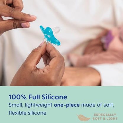 MAM Comfort Baby Pacifiers, Lightweight One-Piece Full Silicone Binky for Newborns 0-3 Months, BPA-Free Nipple, Easy to Clean Pacifier, Best for Breastfed Babies, 4 Count Binkies