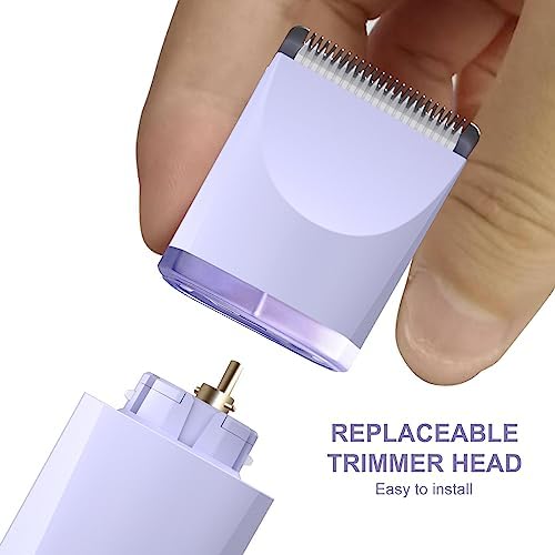 OLOV Electric Body Hair Trimmer - Groin Trimmer for Men - Bikini Trimmer Women - Wet/Dry Shaver Groomer, Replaceable Ceramic Blade Heads, USB Recharge Dock, Waterproof Hygiene Razor,Purple