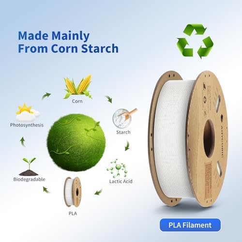 ANYCUBIC PLA Filament 1.75mm Bundle, 3D Printing PLA Filament 1.75mm Dimensional Accuracy +/- 0.02mm, 1KG Spool (2.2 lbs), 2KG Gray+White