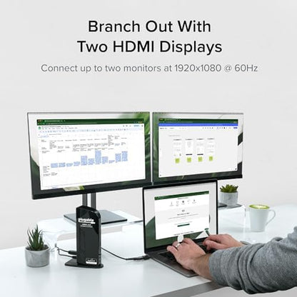 Plugable Universal Laptop Docking Station Dual HDMI Monitor for Windows and Mac (Driver Required), USB 3.0 or USB-C, 2X HDMI, Gigabit Ethernet, Audio, 6 USB Ports (UD-3900)