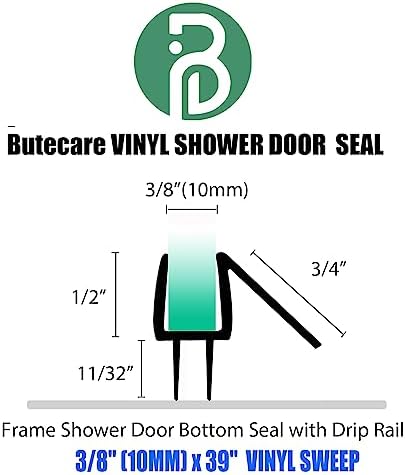 2-Pack Butecare Frameless Shower Door Bottom Seal for Glass Doors – Stop Shower Leaks and Create a Water Barrier (3/8” x 39”)