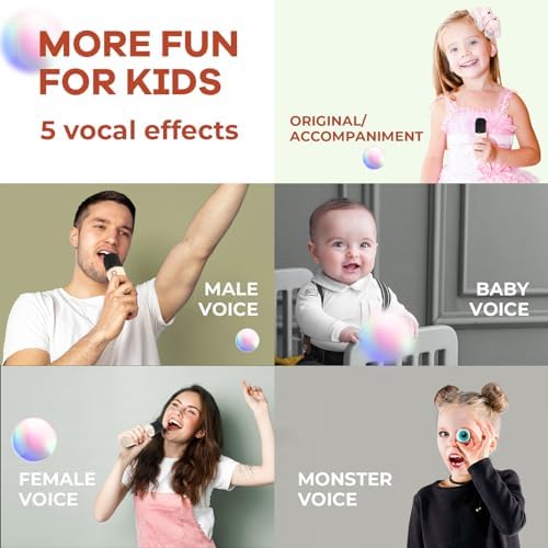 YLL Mini Karaoke Machine with 2 Wireless Microphones for Kids Adults, Portable Bluetooth Speaker Gift for Girls Toys 4, 5, 6, 7, 8, 10, 12+ Years Old Teens Birthday(Beige)