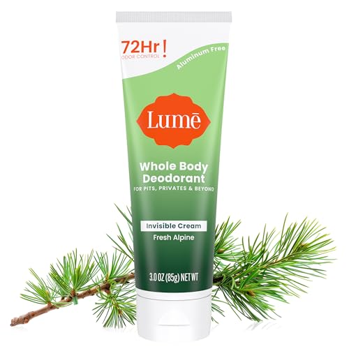 Lume Whole Body Deodorant - Invisible Cream Tube - 72 Hour Odor Control - Aluminum Free, Baking Soda Free, Skin Safe - 3.0 ounce (Fresh Alpine)