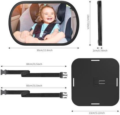 Baby Car Mirror, Safety Car Seat Mirror for Rear Facing Infant, Clear Wide View, 360°Rotation, Easily Observe the Baby Move, Secure, Shatterproof, Crash Tested and Certified (2-Pack)