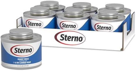Sterno Fuel Cans - 6-Hour Burn, (6-Pack) Chafing Dish Fuel Can Burners for Food Warmer, Resealable Twist Chafer Fuel Canned Heat, Handy Wick