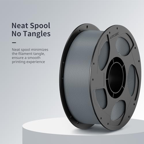 ANYCUBIC 3D Printer Filament PLA Bundle, PLA Filament 1.75mm Dimensional Accuracy +/- 0.02mm, 1KG Reusable Spool, 2KG Gray